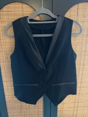 Black Satin-Trim Vest Top